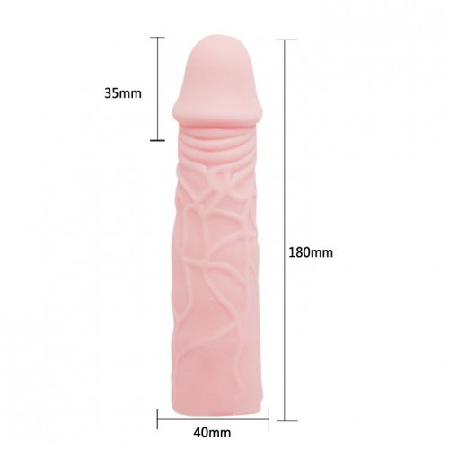 Фото товара: Удлиняющая насадка на пенис телесного цвета - 18 см., код товара: BI-026212-1002/Арт.71619, номер 1