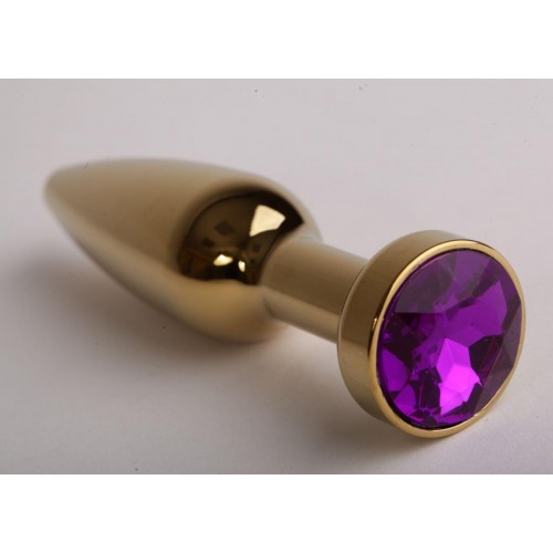 Купить Золотистая анальная пробка с фиолетовым кристаллом - 11,2 см. код товара: 47198/Арт.72426. Секс-шоп в СПб - EROTICOASIS | Интим товары для взрослых 