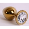 Купить Золотистая анальная пробка с прозрачным кристаллом - 8,2 см. код товара: 47005-1/Арт.72427. Онлайн секс-шоп в СПб - EroticOasis 