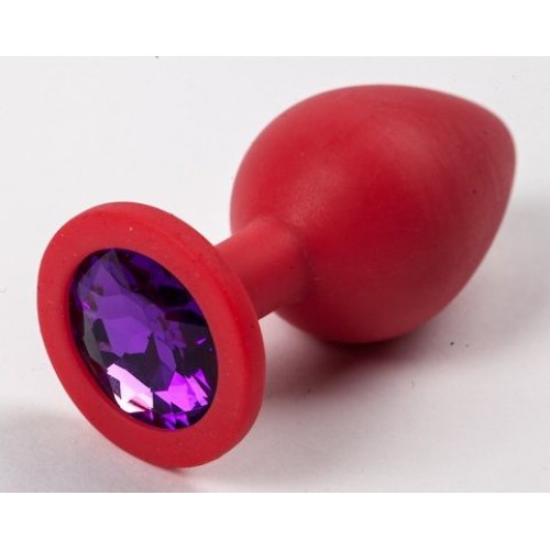 Купить Красная силиконовая пробка с фиолетовым кристаллом - 9,5 см. код товара: 47115-2 / Арт.72457. Секс-шоп в СПб - EROTICOASIS | Интим товары для взрослых 