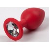 Купить Красная силиконовая пробка с прозрачным кристаллом - 9,5 см. код товара: 47114-2/Арт.72460. Секс-шоп в СПб - EROTICOASIS | Интим товары для взрослых 