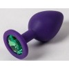 Купить Фиолетовая силиконовая пробка с зеленым кристаллом - 9,5 см. код товара: 47156-1/Арт.72464. Секс-шоп в СПб - EROTICOASIS | Интим товары для взрослых 