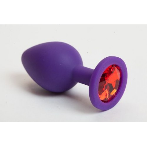 Купить Фиолетовая силиконовая пробка с красным кристаллом - 9,5 см. код товара: 47069-2 / Арт.72465. Секс-шоп в СПб - EROTICOASIS | Интим товары для взрослых 