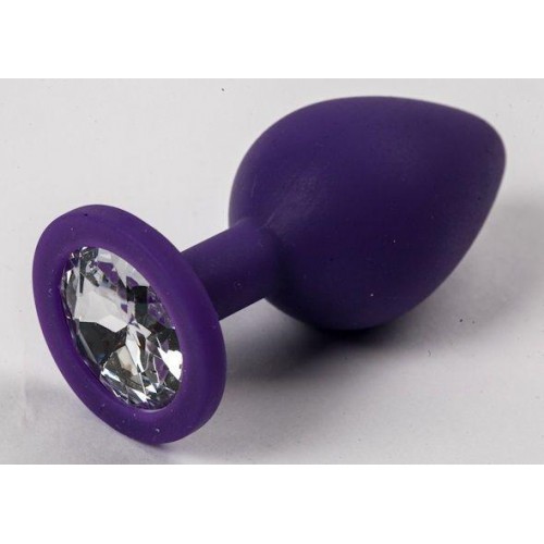 Купить Фиолетовая силиконовая пробка с прозрачным кристаллом - 9,5 см. код товара: 47117-2/Арт.72466. Секс-шоп в СПб - EROTICOASIS | Интим товары для взрослых 