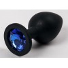 Купить Черная силиконовая анальная пробка с синим кристаллом - 9,5 см. код товара: 47124-2/Арт.72472. Секс-шоп в СПб - EROTICOASIS | Интим товары для взрослых 