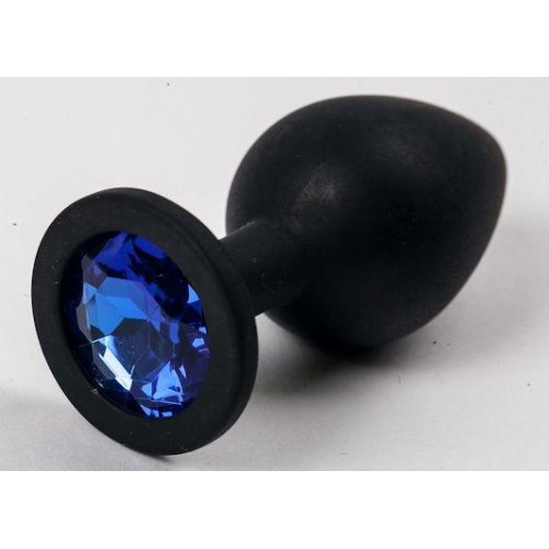 Купить Черная силиконовая анальная пробка с синим кристаллом - 9,5 см. код товара: 47124-2/Арт.72472. Секс-шоп в СПб - EROTICOASIS | Интим товары для взрослых 