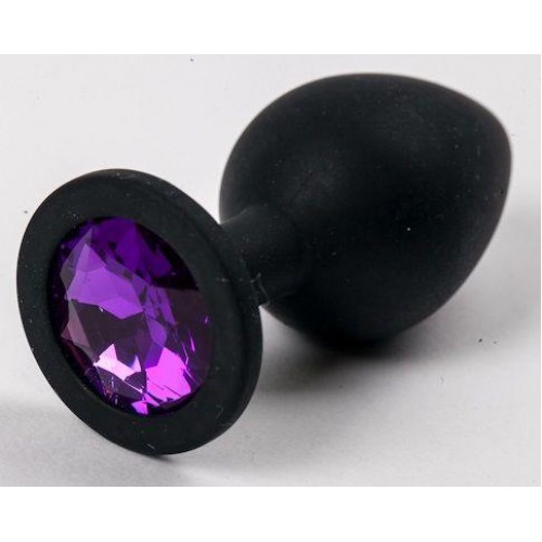 Купить Черная силиконовая анальная пробка с фиолетовым кристаллом - 9,5 см. код товара: 47121-2/Арт.72473. Секс-шоп в СПб - EROTICOASIS | Интим товары для взрослых 