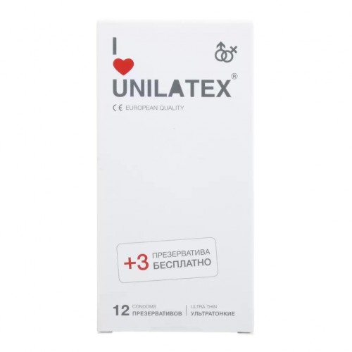 Фото товара: Ультратонкие презервативы Unilatex Ultra Thin - 12 шт. + 3 шт. в подарок, код товара: Unilatex Ultra Thin №12 + №3/Арт.73809, номер 2