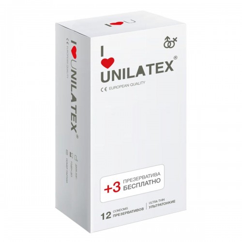 Купить Ультратонкие презервативы Unilatex Ultra Thin - 12 шт. + 3 шт. в подарок код товара: Unilatex Ultra Thin №12 + №3/Арт.73809. Секс-шоп в СПб - EROTICOASIS | Интим товары для взрослых 