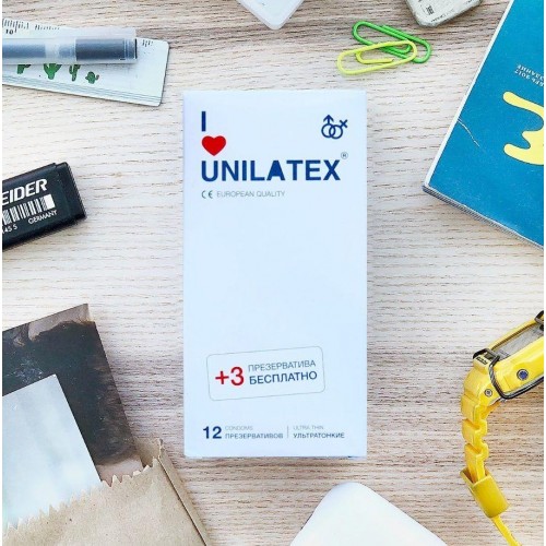 Фото товара: Ультратонкие презервативы Unilatex Ultra Thin - 12 шт. + 3 шт. в подарок, код товара: Unilatex Ultra Thin №12 + №3/Арт.73809, номер 6