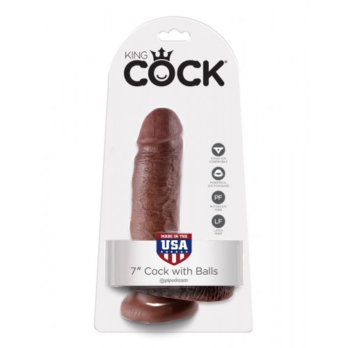 Фото товара: Коричневый фаллоимитатор с мошонкой 7  Cock with Balls - 19,4 см., код товара: PD5506-29 / Арт.73997, номер 3