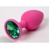 Купить Розовая анальная пробка с зеленым кристаллом - 9,5 см. код товара: 47113-2/Арт.74062. Секс-шоп в СПб - EROTICOASIS | Интим товары для взрослых 
