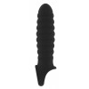 Фото товара: Чёрная ребристая насадка Stretchy Penis Extension No.32, код товара: SON032BLK/Арт.75038, номер 1