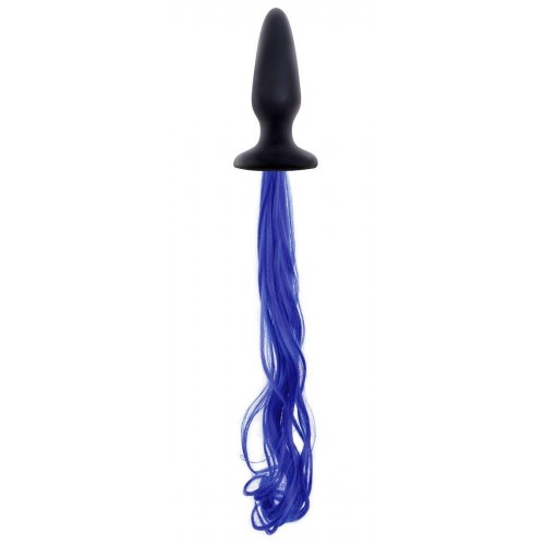 Купить Чёрная анальная пробка с синим хвостом Unicorn Tails Blue код товара: NSN-0509-17/Арт.78277. Секс-шоп в СПб - EROTICOASIS | Интим товары для взрослых 