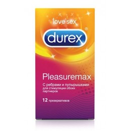 Рельефные презервативы с точками и рёбрами Durex Pleasuremax - 12 шт.