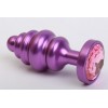 Купить Фиолетовая ребристая анальная пробка с розовым кристаллом - 7,3 см. код товара: 47429 / Арт.80590. Секс-шоп в СПб - EROTICOASIS | Интим товары для взрослых 