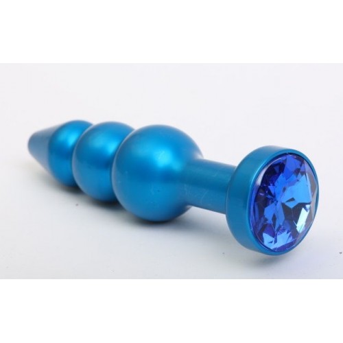 Купить Синяя фигурная анальная пробка с синим кристаллом - 11,2 см. код товара: 47430-3 / Арт.80623. Секс-шоп в СПб - EROTICOASIS | Интим товары для взрослых 