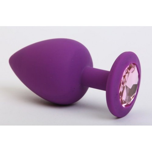 Купить Фиолетовая силиконовая пробка с розовым стразом - 7,1 см. код товара: 47407/Арт.80639. Секс-шоп в СПб - EROTICOASIS | Интим товары для взрослых 