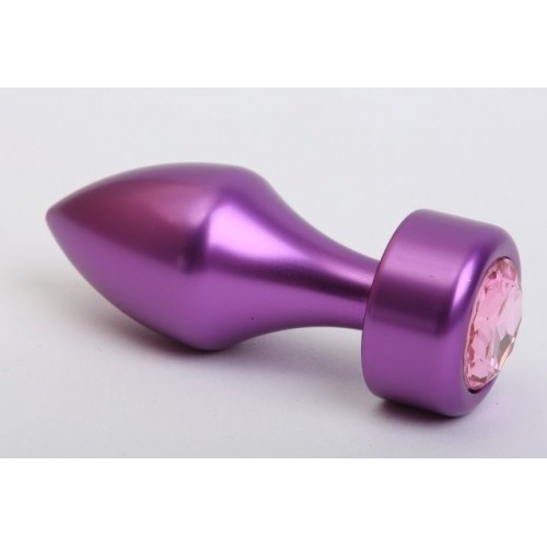 Купить Фиолетовая анальная пробка с широким основанием и розовым кристаллом - 7,8 см. код товара: 47445/Арт.80703. Секс-шоп в СПб - EROTICOASIS | Интим товары для взрослых 