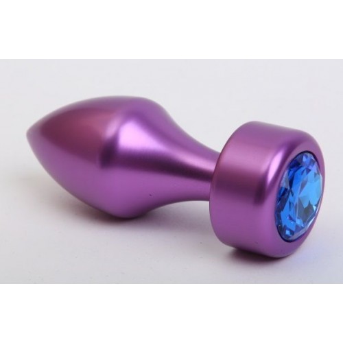 Купить Фиолетовая анальная пробка с широким основанием и синим кристаллом - 7,8 см. код товара: 47445-3/Арт.80704. Секс-шоп в СПб - EROTICOASIS | Интим товары для взрослых 
