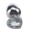Купить Малая серебристая пробка с прозрачным кристаллом-сердечком - 7,5 см. код товара: 47434/Арт.80720. Секс-шоп в СПб - EROTICOASIS | Интим товары для взрослых 