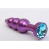 Купить Фиолетовая фигурная анальная ёлочка с голубым кристаллом - 11,2 см. код товара: 47433-1/Арт.80743. Секс-шоп в СПб - EROTICOASIS | Интим товары для взрослых 