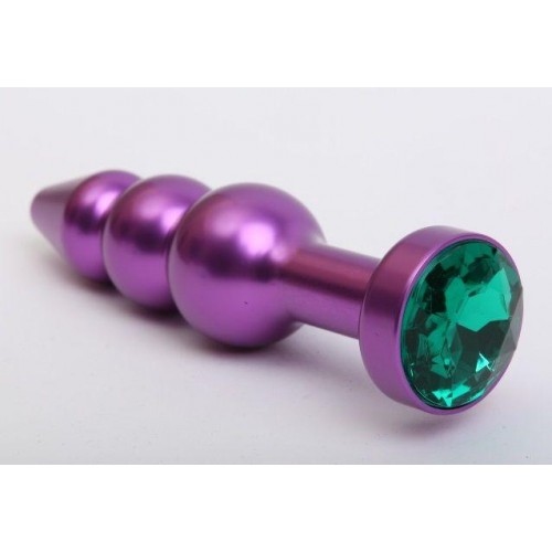 Купить Фиолетовая фигурная анальная ёлочка с зелёным кристаллом - 11,2 см. код товара: 47433-6/Арт.80744. Секс-шоп в СПб - EROTICOASIS | Интим товары для взрослых 