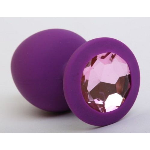 Купить Фиолетовая силиконовая пробка с розовым стразом - 8,2 см. код товара: 47407-1/Арт.80776. Секс-шоп в СПб - EROTICOASIS | Интим товары для взрослых 