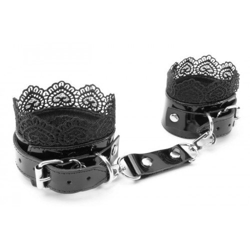 Фото товара: Изысканные чёрные наручники с кружевом, код товара: 810005ars/Арт.80959, номер 1