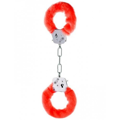 Купить Металлические наручники с красным мехом код товара: 30243-4/Арт.81383. Онлайн секс-шоп в СПб - EroticOasis 