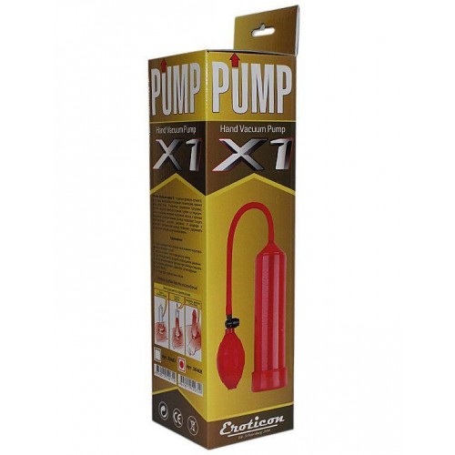 Фото товара: Красная вакуумная помпа Eroticon PUMP X1 с грушей, код товара: 30468/Арт.81549, номер 1