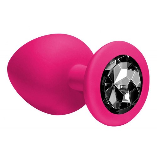 Фото товара: Большая розовая анальная пробка Emotions Cutie Large с чёрным кристаллом - 10 см., код товара: 4013-01Lola/Арт.83820, номер 1