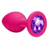 Фото товара: Средняя розовая анальная пробка Emotions Cutie Medium с фиолетовым кристаллом - 8,5 см., код товара: 4012-02Lola/Арт.83826, номер 1