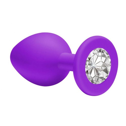 Фото товара: Средняя фиолетовая анальная пробка Emotions Cutie Medium с прозрачным кристаллом - 8,5 см., код товара: 4012-06Lola/Арт.83827, номер 1
