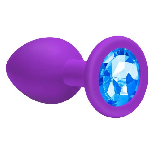 Фото товара: Средняя фиолетовая анальная пробка Emotions Cutie Medium с голубым кристаллом - 8,5 см., код товара: 4012-05Lola/Арт.83828, номер 1