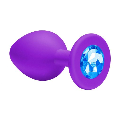 Фото товара: Малая фиолетовая анальная пробка Emotions Cutie Small с голубым кристаллом - 7,5 см., код товара: 4011-03Lola/Арт.83834, номер 1