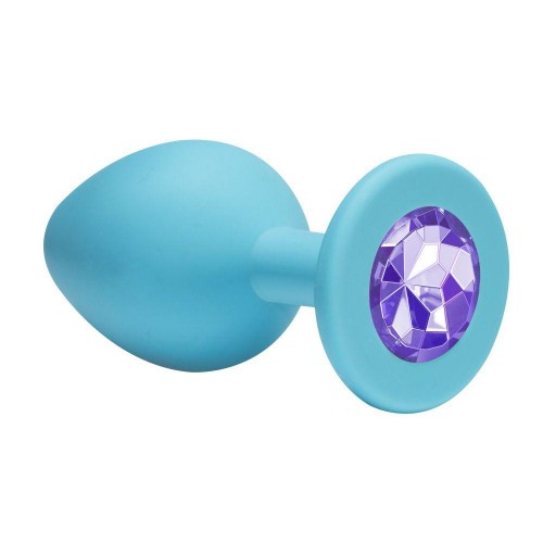 Фото товара: Малая голубая анальная пробка Emotions Cutie Small с фиолетовым кристаллом - 7,5 см., код товара: 4011-05Lola/Арт.83835, номер 1