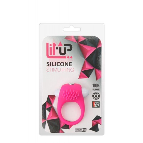 Фото товара: Розовое эрекционное кольцо с щеточкой LIT-UP SILICONE STIMU RING 5, код товара: 21234/Арт.84492, номер 1