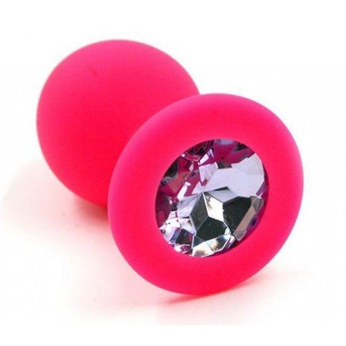 Купить Розовая силиконовая анальная пробка с розовым кристаллом - 7 см. код товара: KL-S0001M/Арт.87444. Секс-шоп в СПб - EROTICOASIS | Интим товары для взрослых 