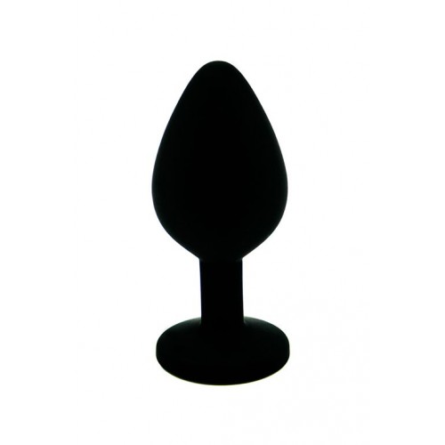 Фото товара: Чёрная силиконовая анальная пробка с чёрным кристаллом - 7 см., код товара: KL-S007M / Арт.87466, номер 2