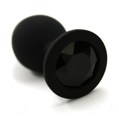 Купить Чёрная силиконовая анальная пробка с чёрным кристаллом - 7 см. код товара: KL-S007M / Арт.87466. Секс-шоп в СПб - EROTICOASIS | Интим товары для взрослых 