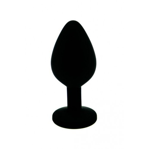 Фото товара: Чёрная силиконовая анальная пробка с изумрудным кристаллом - 7 см., код товара: KL-S010M/Арт.87469, номер 2