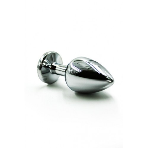 Фото товара: Серебристая алюминиевая анальная пробка с чёрным кристаллом - 6 см., код товара: KL-AL007S/Арт.87584, номер 1