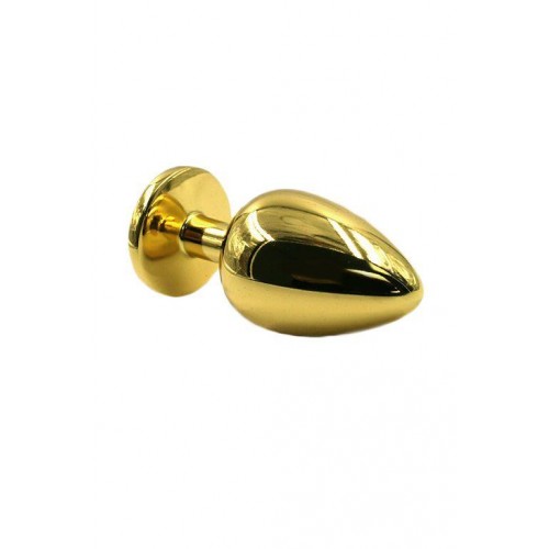 Фото товара: Золотистая алюминиевая анальная пробка с жёлтым кристаллом - 6 см., код товара: KL-AL011SG/Арт.87601, номер 1