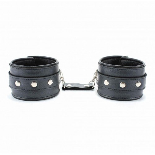 Фото товара: Черные кожаные наручники с металлическими клепками, код товара: 63003ars/Арт.88018, номер 2