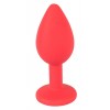 Фото товара: Красная силиконовая анальная пробка с красным кристаллом Joy - 7,2 см., код товара: 05171270000/Арт.88178, номер 1