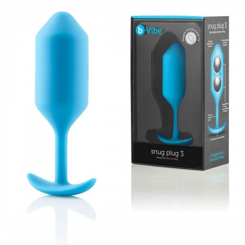 Купить Голубая пробка для ношения B-vibe Snug Plug 3 - 12,7 см. код товара: BV-009-TL/Арт.88271. Секс-шоп в СПб - EROTICOASIS | Интим товары для взрослых 