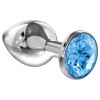 Купить Большая серебристая анальная пробка Diamond Light blue Sparkle Large с голубым кристаллом - 8 см. код товара: 4010-04Lola/Арт.93791. Секс-шоп в СПб - EROTICOASIS | Интим товары для взрослых 