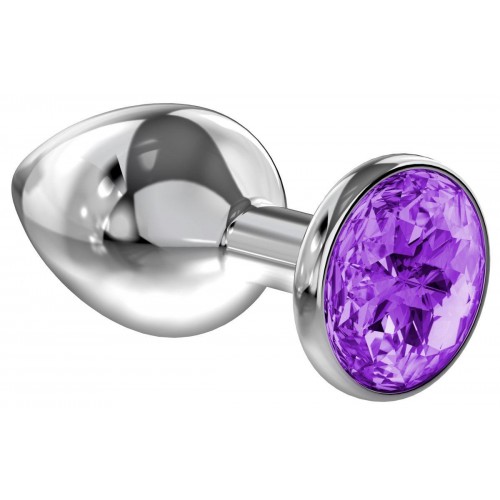 Купить Большая серебристая анальная пробка Diamond Purple Sparkle Large с фиолетовым кристаллом - 8 см. код товара: 4010-05Lola/Арт.93794. Секс-шоп в СПб - EROTICOASIS | Интим товары для взрослых 