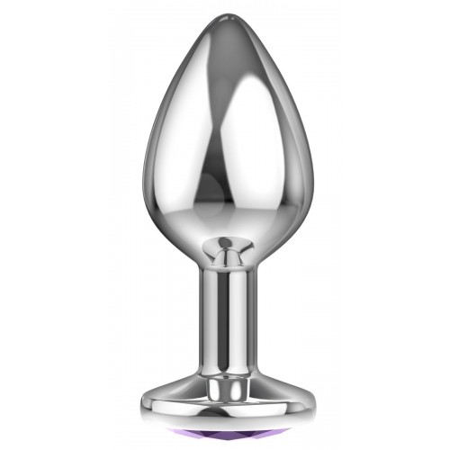 Фото товара: Малая серебристая анальная пробка Diamond Purple Sparkle Small с фиолетовым кристаллом - 7 см., код товара: 4009-05Lola/Арт.93795, номер 1